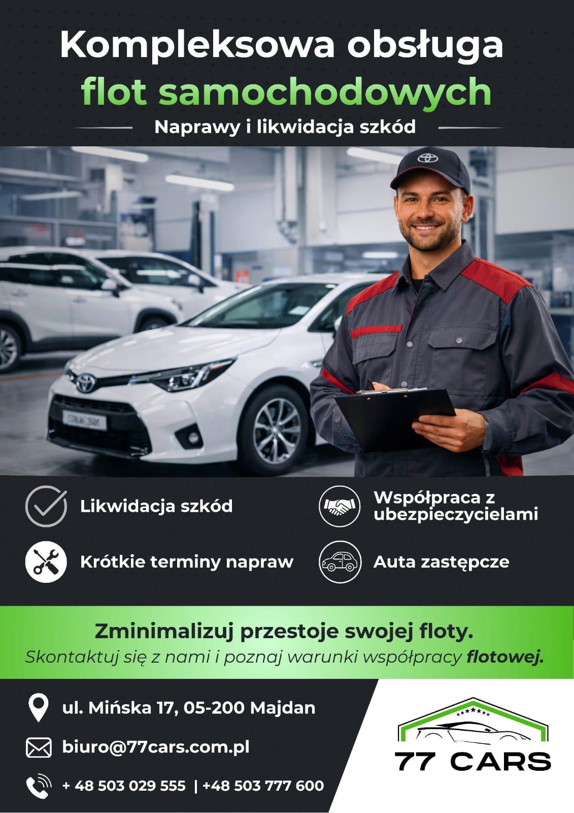 Kompleksowa obsługa flot samochodowych 77 CARS Warszawa